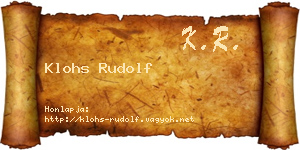 Klohs Rudolf névjegykártya